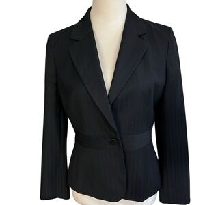 Wool Blazer Ann Taylor LOFT Petites Black Jacket Size 6P Tailored Classic VTG